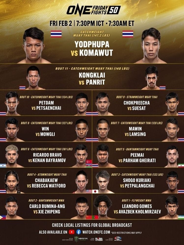 ONE Friday Fights 50: Yodphupa vs. Komawut