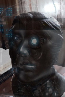 Bronze bust, digital guard
