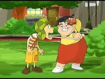 chaves em desenho animado pintando a vila