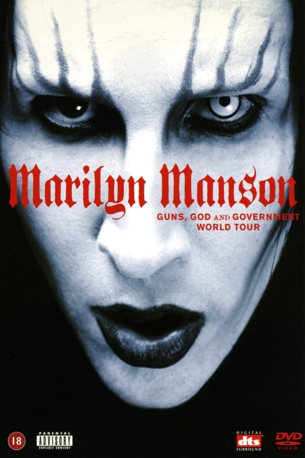 Guns, God and Government is a concert film chronicling the band Marilyn Manson during their Guns, God and Government tour. It was released on October 29, 2002 on the formats VHS, DVD and UMD. The DVD contains live tracks and performances that switch between visuals of various shows from United States, Japan, Russia, and Europe while maintaining a single consistent music track.  Tracklist:  01 - Intro / Count to Six and Die – 2:16  02 - Irresponsible Hate Anthem – 3:46  03 - The Reflecting God – 5:34  04 - Great Big White World – 5:02  05 - Disposable Teens – 3:56  06 - The Fight Song – 4:19  07 - The Nobodies – 3:56  08 - Rock is Dead – 3:13  09 - The Dope Show – 4:14  10 - Cruci-Fiction in Space