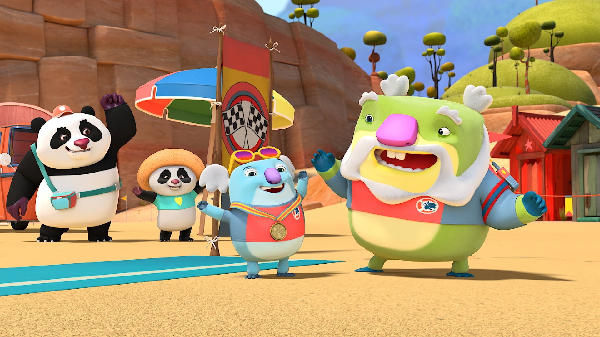 A still from The Beach Race