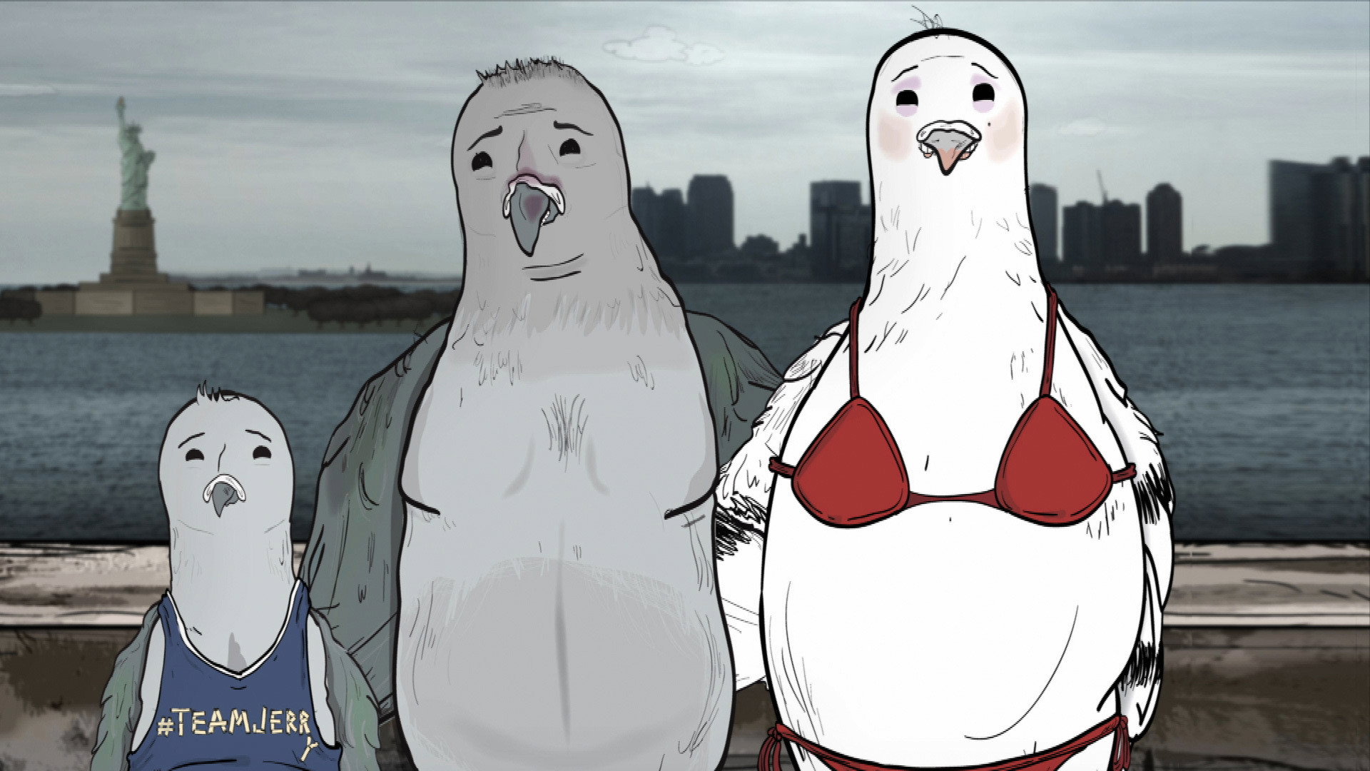 A still from Episode Two: Pigeons.