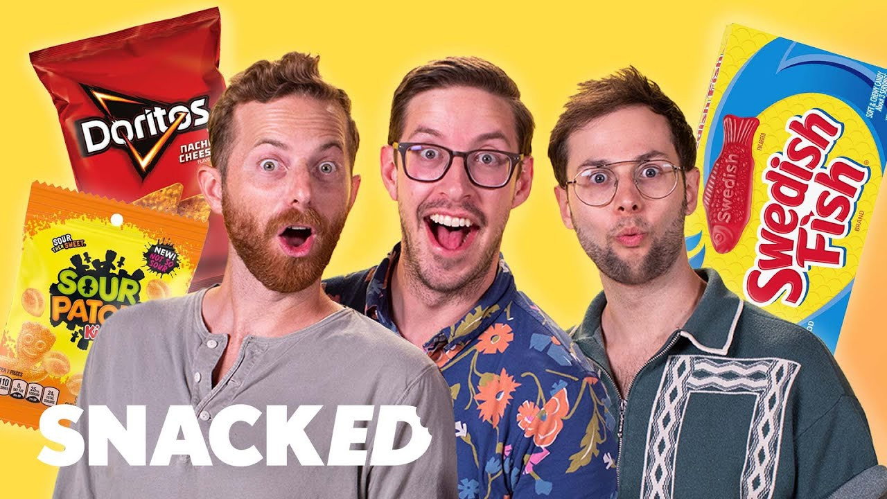 A still from The Try Guys Break Down Their Favorite Snacks