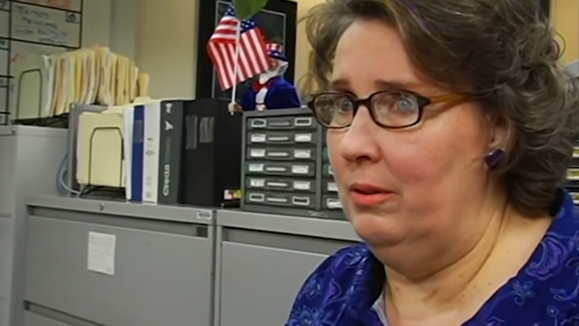 A still from The Accountants: Phyllis