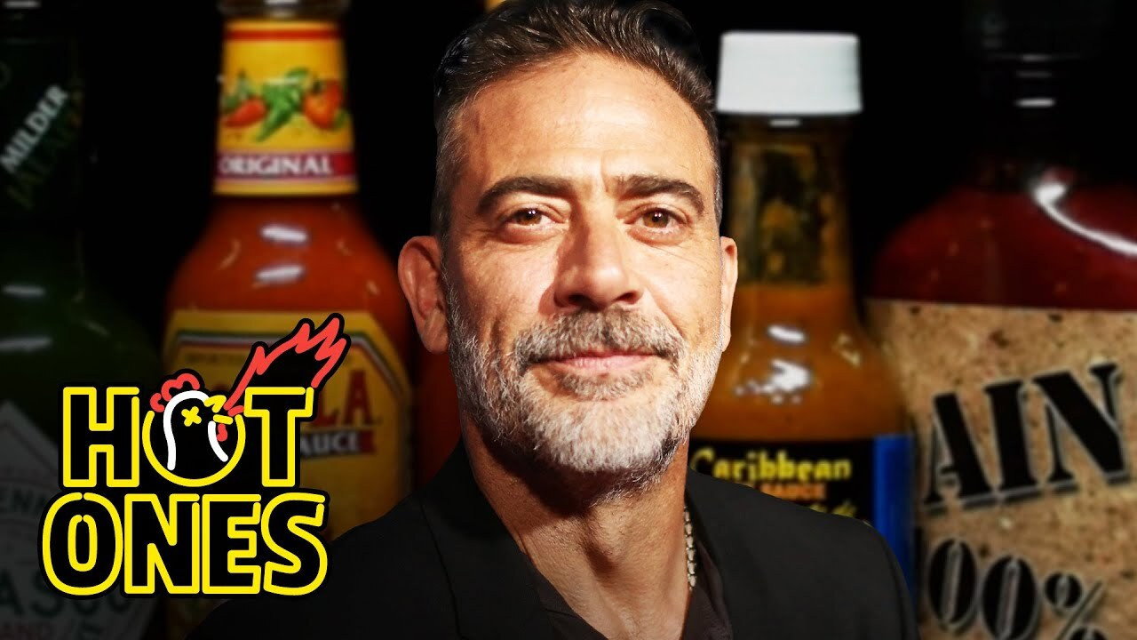 A still from Jeffrey Dean Morgan Can’t Feel His Face While Eating Spicy Wings