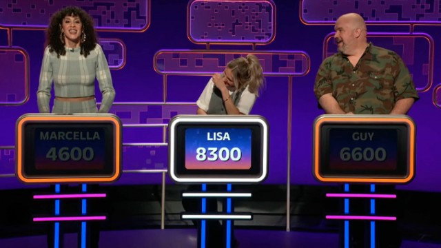 A still from 1/24/24 (Guy Branum, Lisa Gilroy, Marcella Arguello)