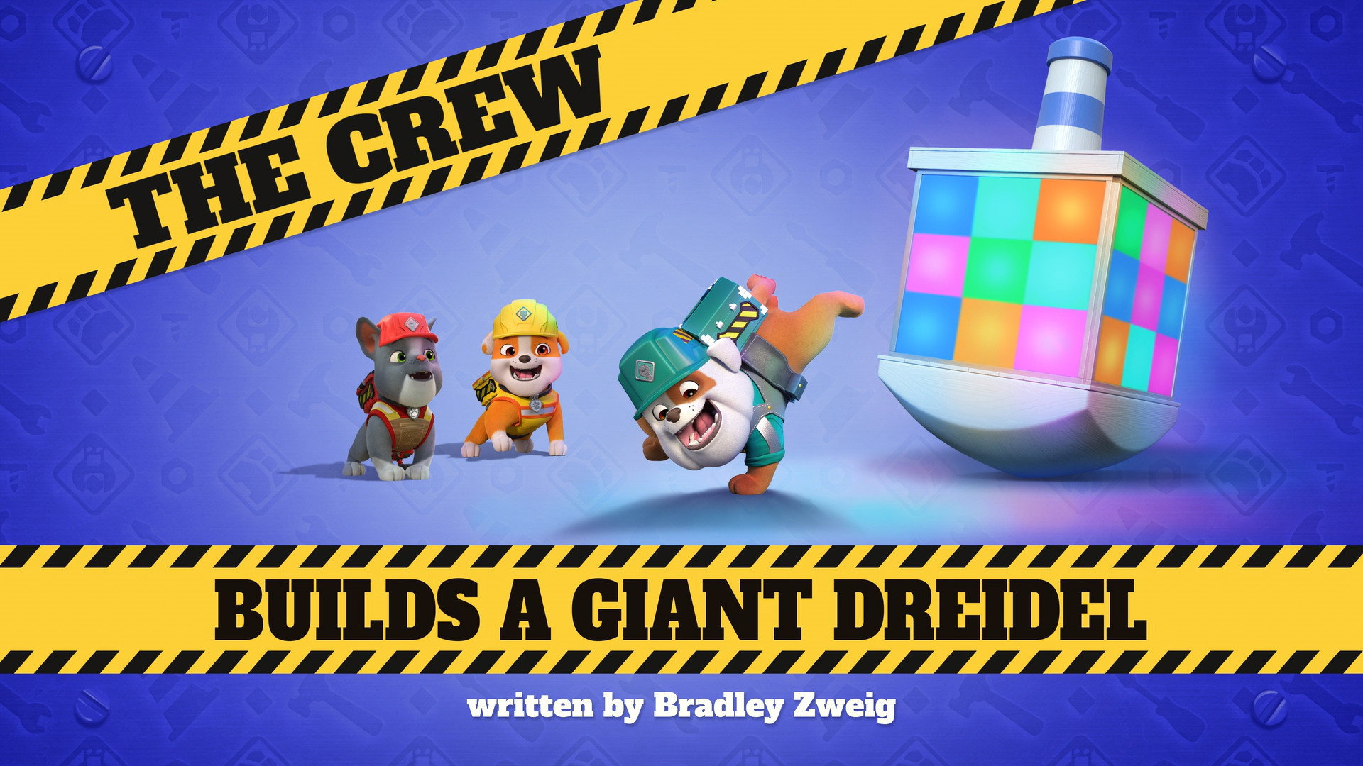 A still from The Crew Builds a Giant Dreidel