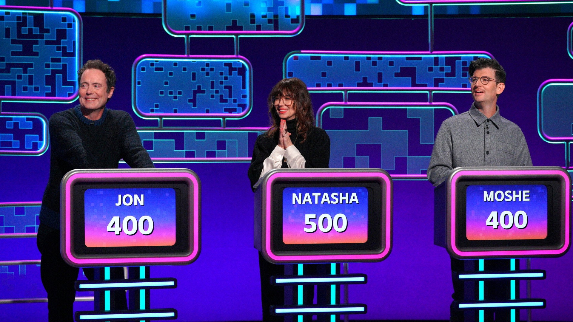 A still from 1/25/24 (Natasha Leggero, Moshe Kasher, Jon Daly)