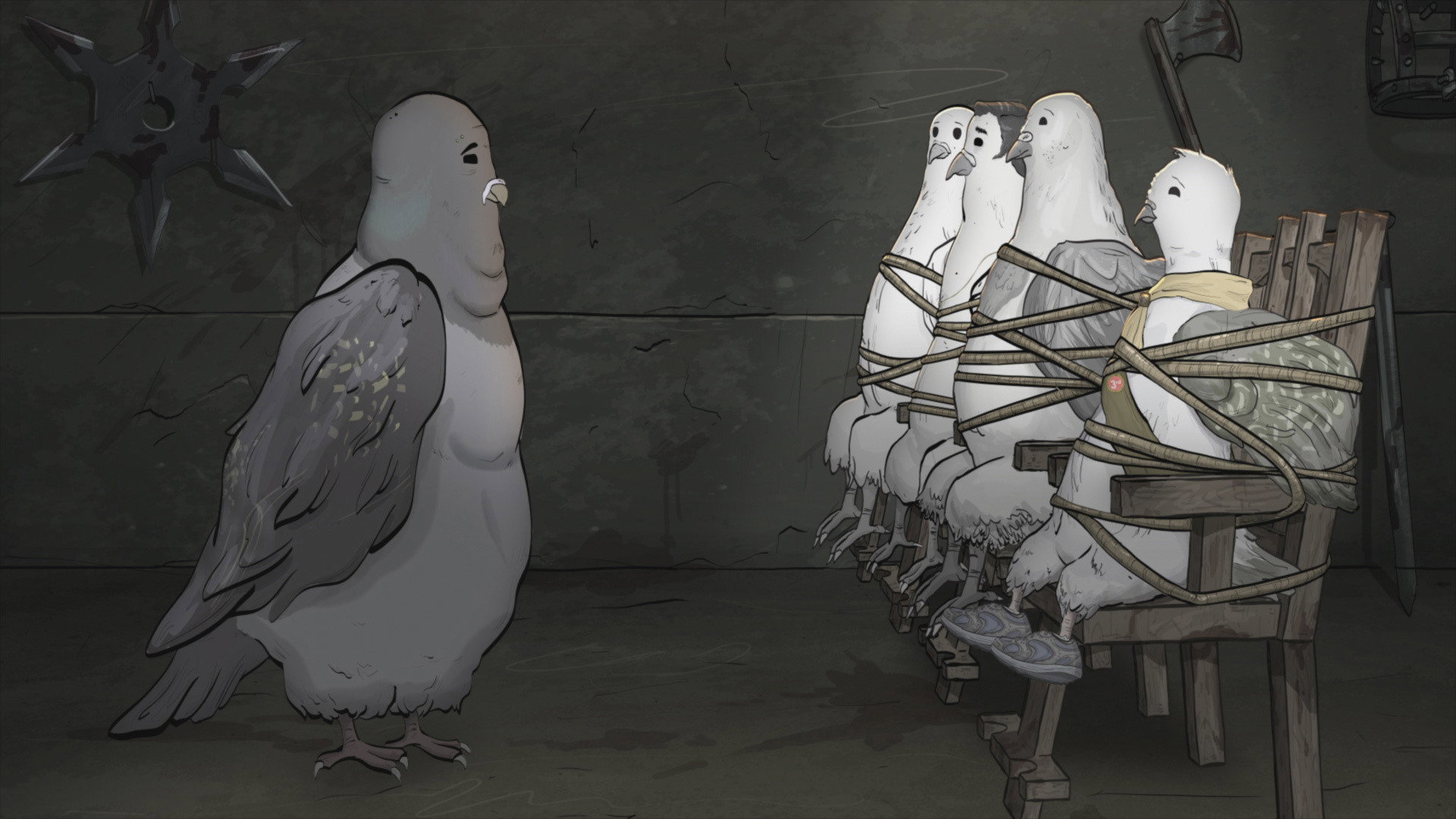 A still from Episode Six: Pigeons.