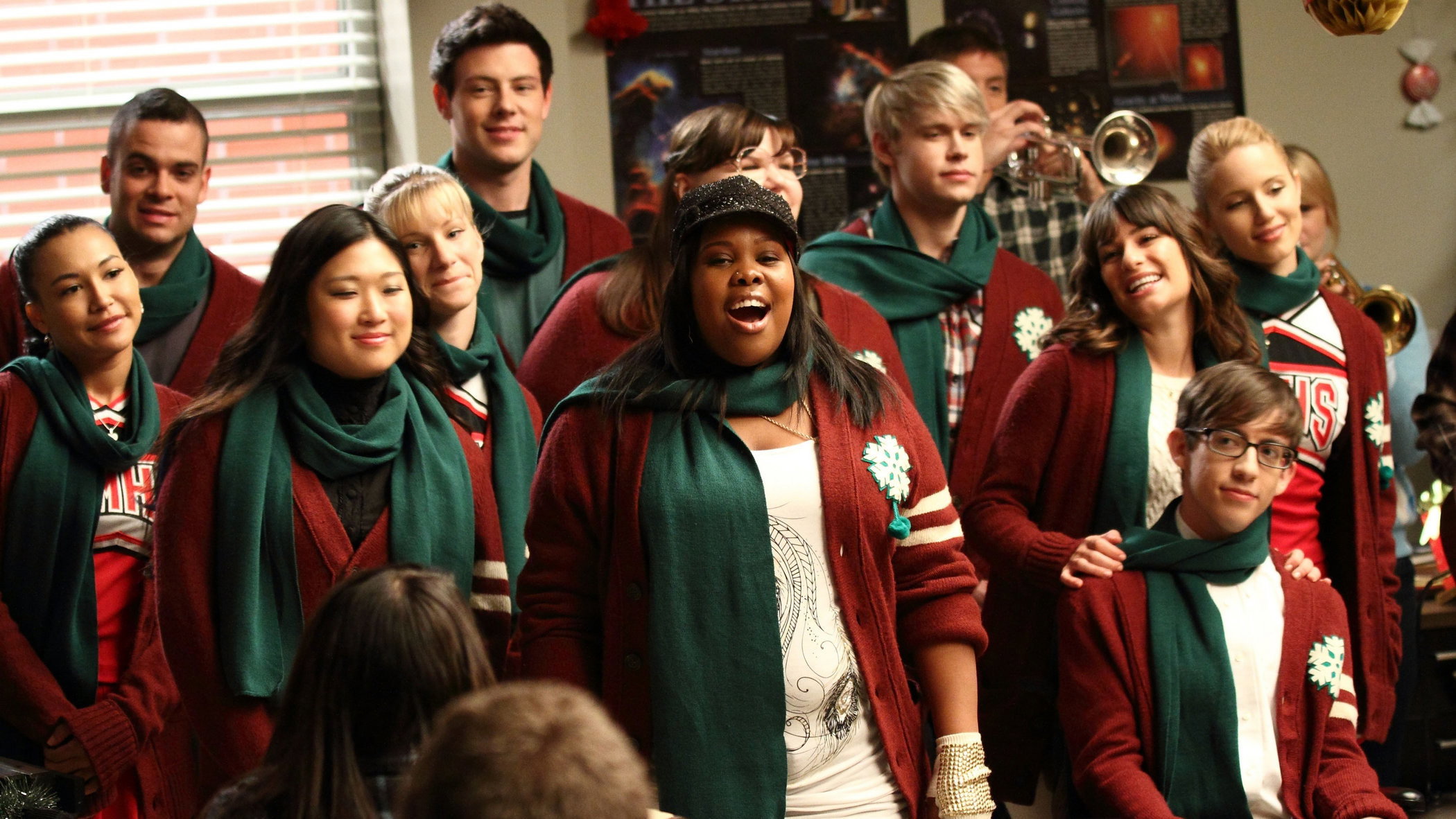 A still from A Very Glee Christmas