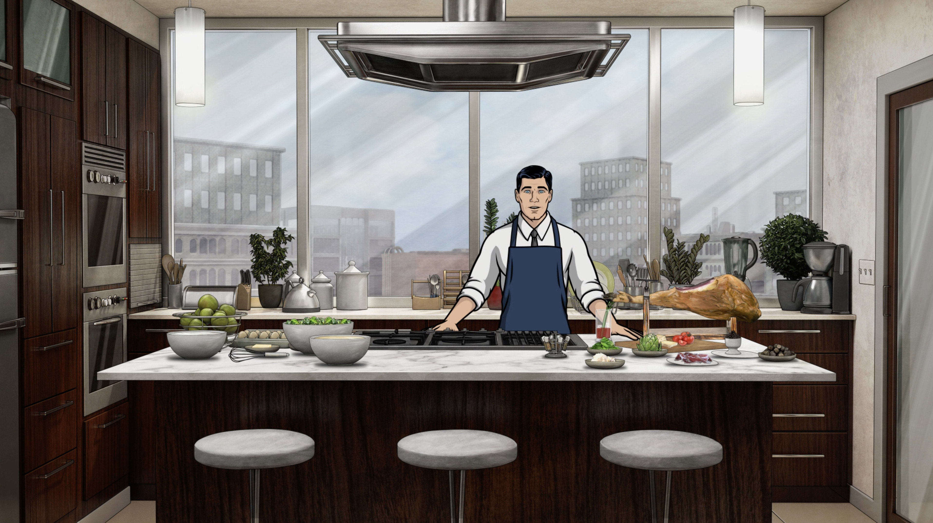 A still from Cooking with Archer