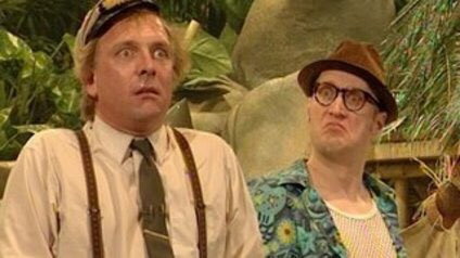 A still from Bottom Live 3: Hooligans' Island