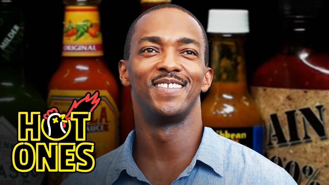 A still from Anthony Mackie Quotes Shakespeare While Eating Spicy Wings