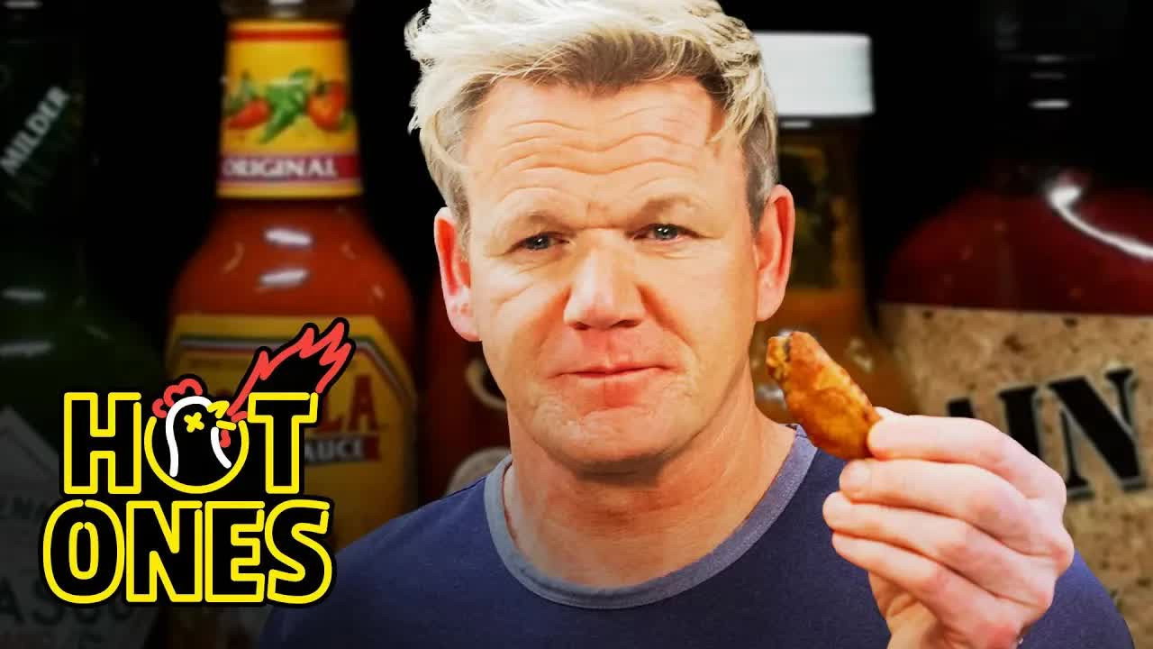 A still from Gordon Ramsay Savagely Critiques Spicy Wings