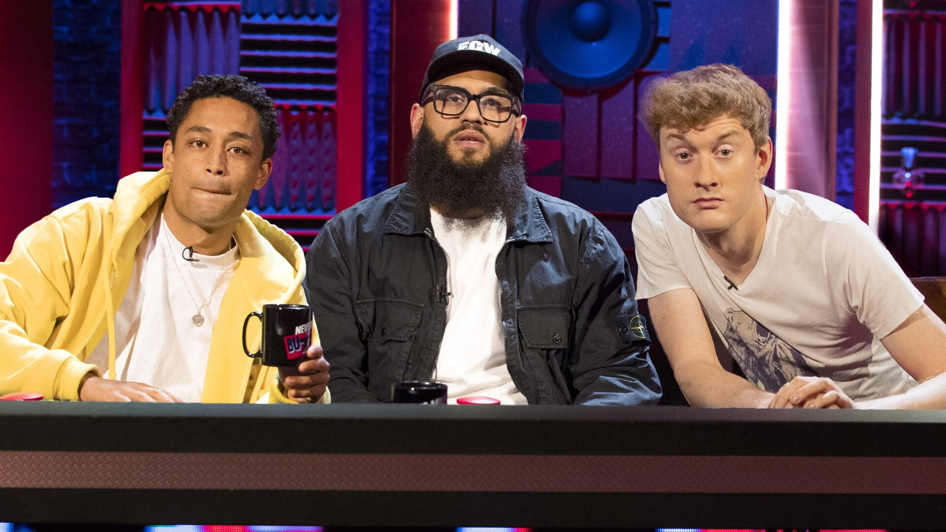 A still from James Acaster, Kerry Godliman, Loyle Carner and Martin Kemp