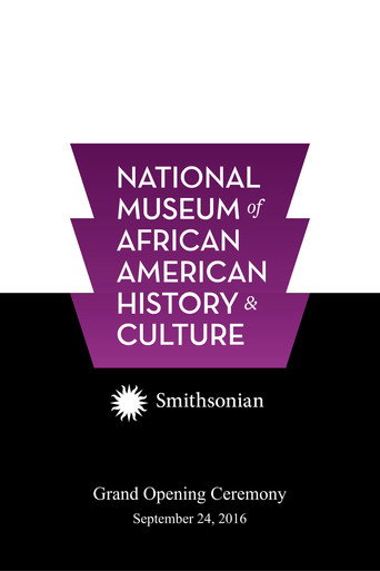Poster for National Museum of African American History and Culture Grand Opening Ceremony
