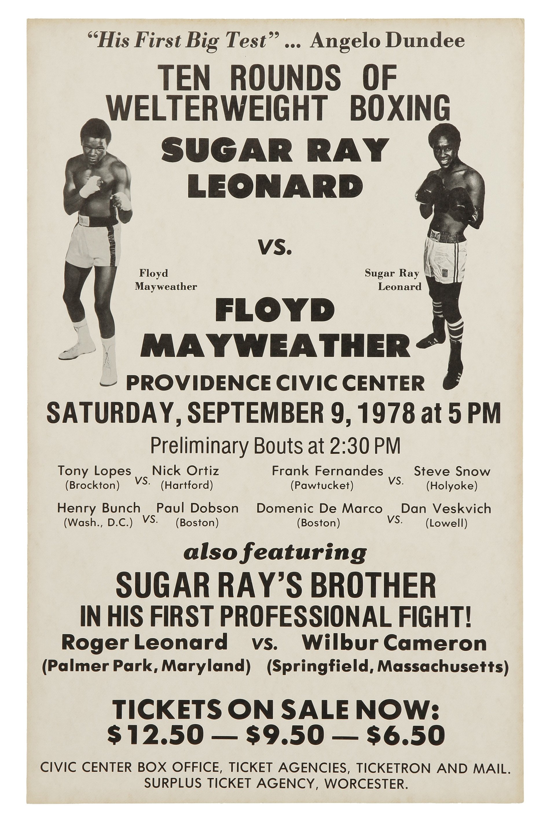 Sugar Ray Leonard vs. Floyd Mayweather Sr poster