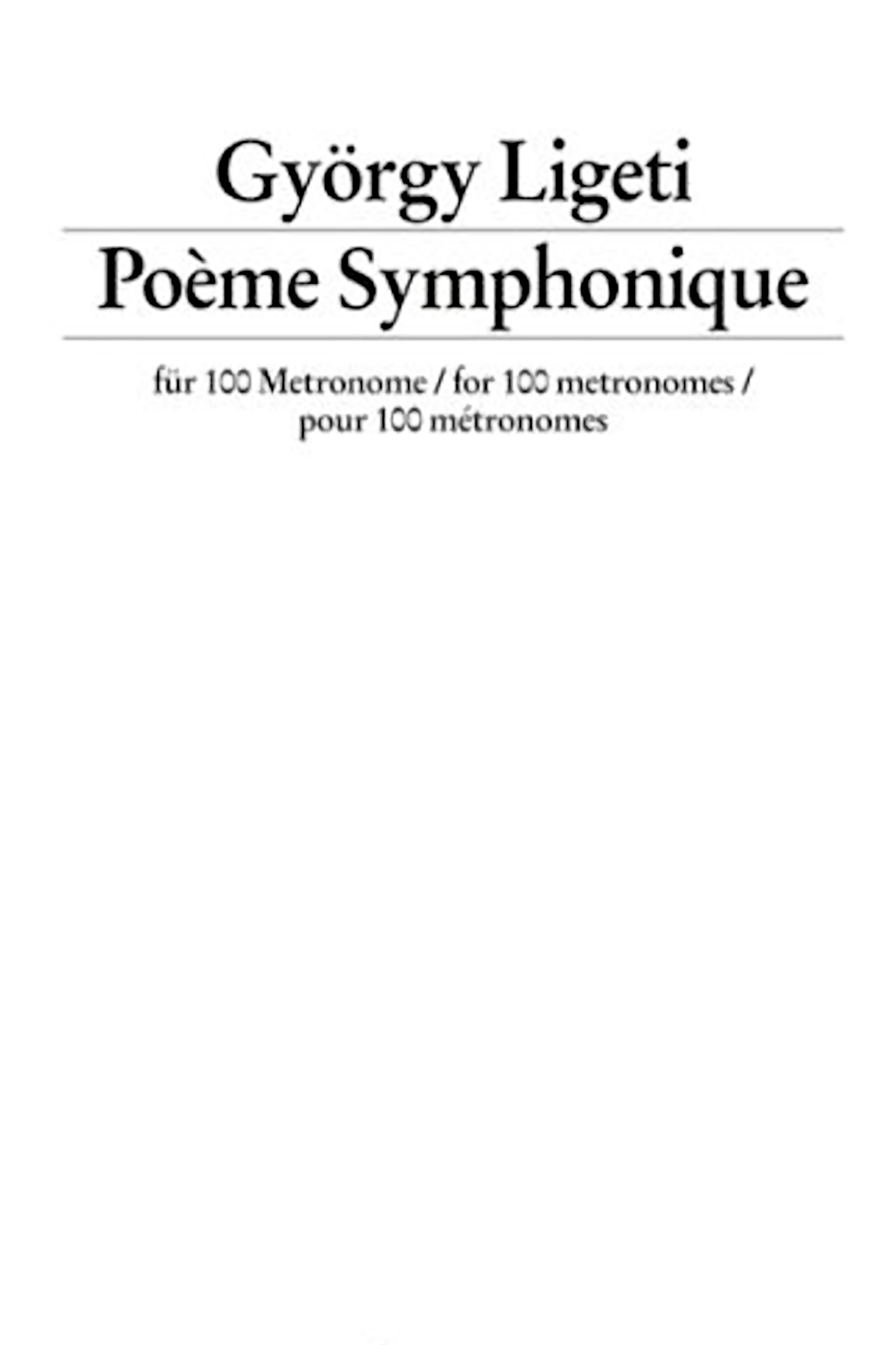 Poster de György Ligeti: Poème Symphonique For 100 Metronomes