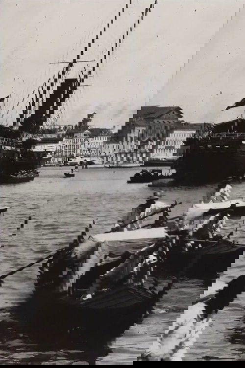 Venice, harbour scene with gondolas