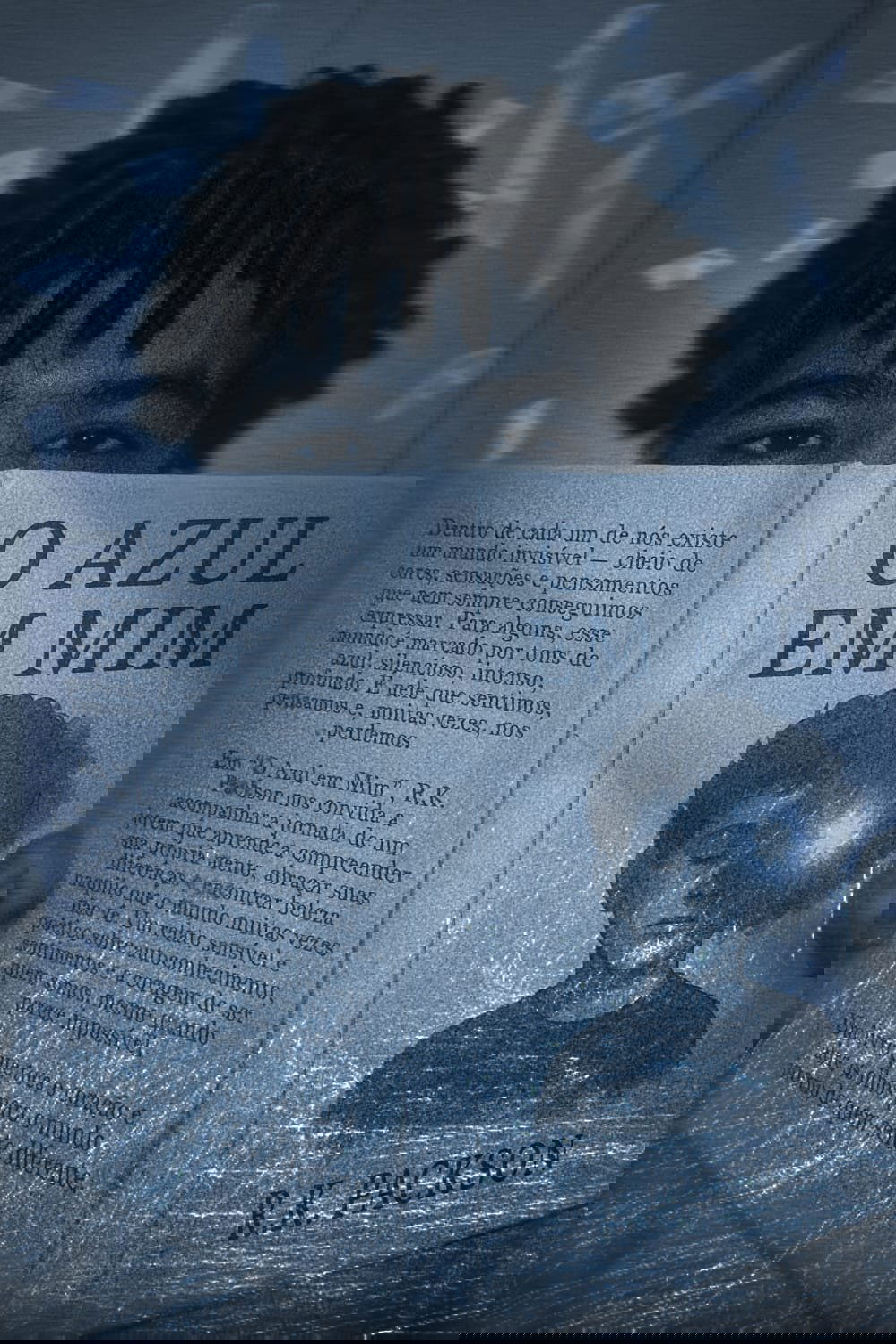 Poster de entrelinhas azuis