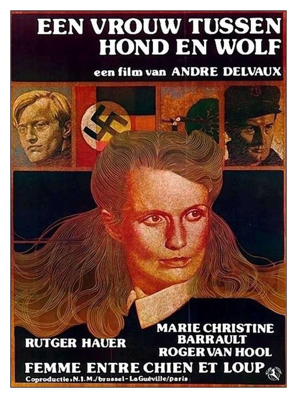 Poster de Een vrouw tussen hond en wolf