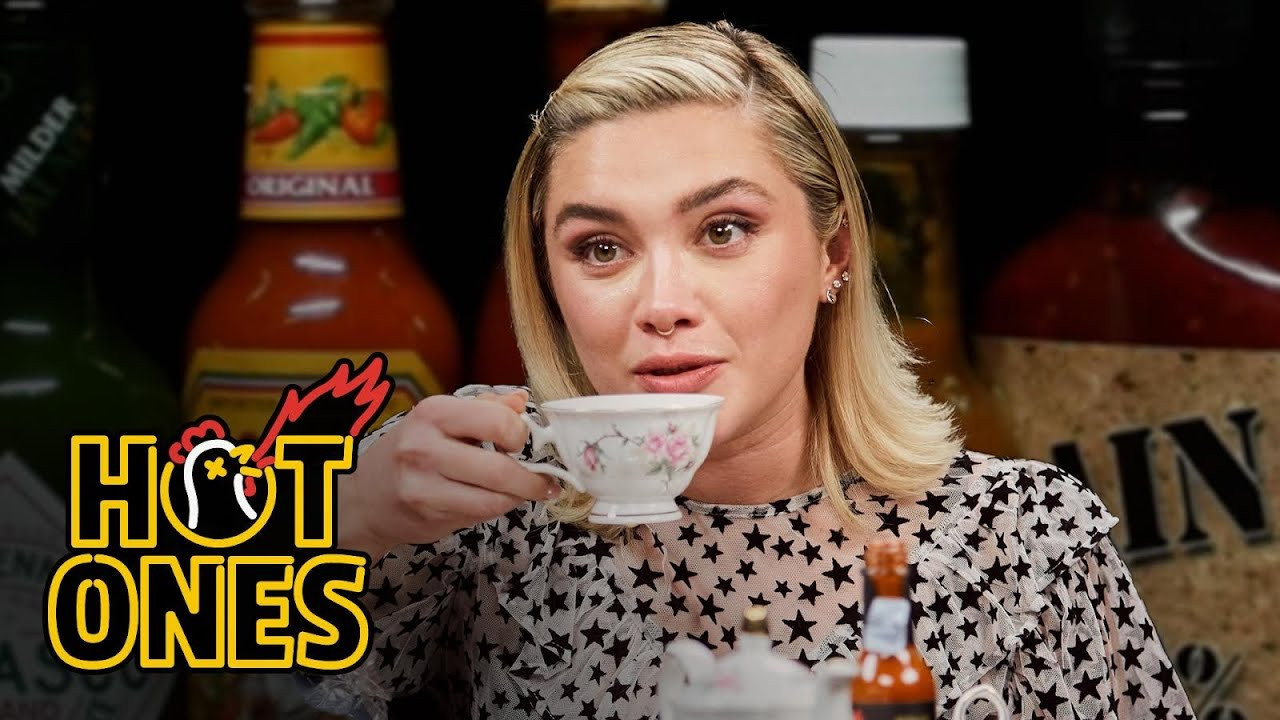 Florence Pugh Sweats from Her Eyebrows While Eating Spicy Wings