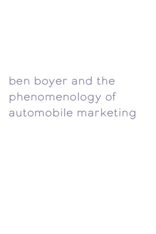 Poster de Ben Boyer and the Phenomenology of Automobile Marketing