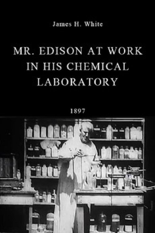 Poster de Sr. Edison Trabalhando em seu Laboratório Químico