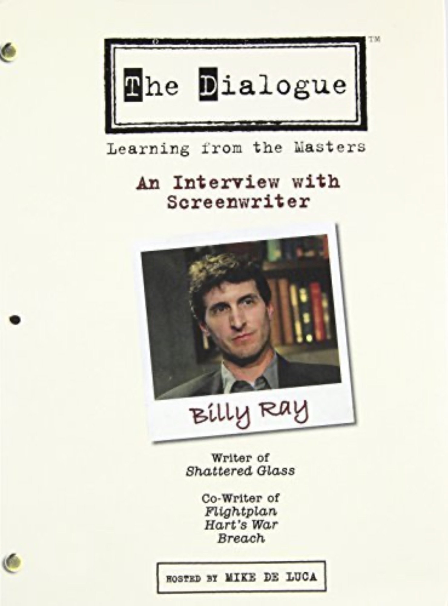 Poster de The Dialogue: An Interview with Screenwriter Billy Ray