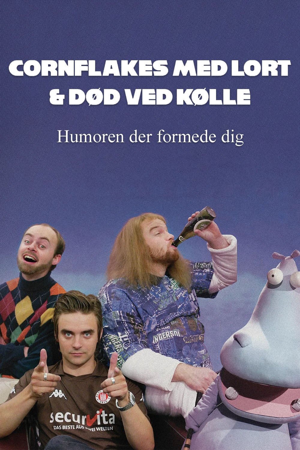 Poster de Cornflakes med lort og død ved kølle - humoren der formede dig