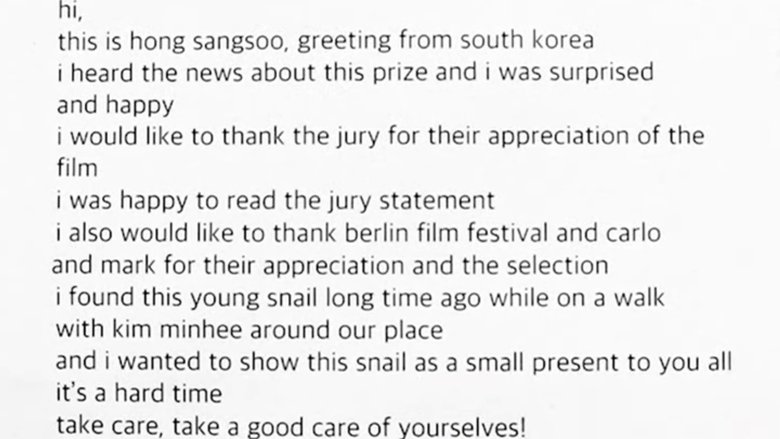 Hong Sangsoo – Winner of the Silver Bear for Best Screenplay