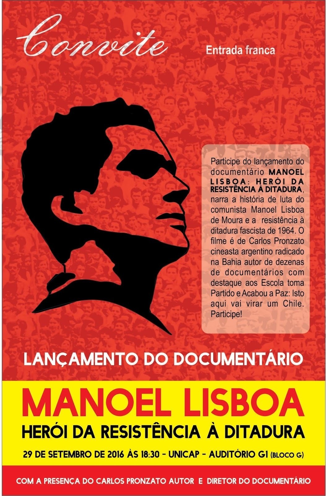 Poster de Manoel Lisboa - Herói da Resistência à Ditadura
