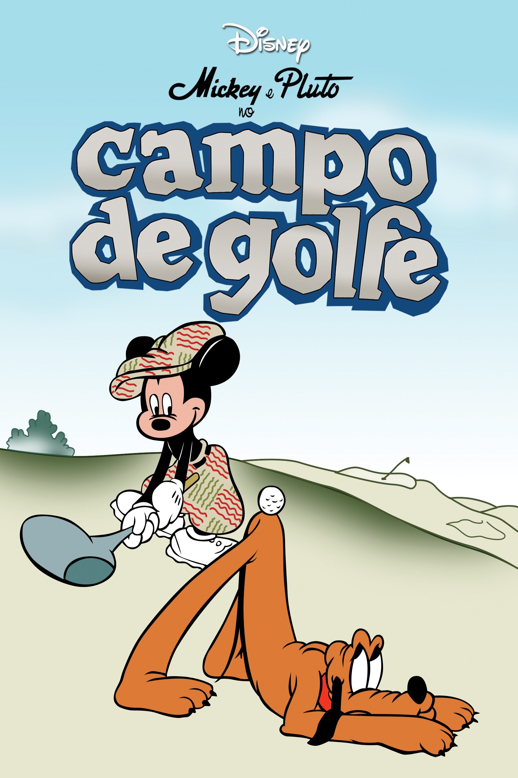 Poster de Mickey e Pluto no Campo de Golfe