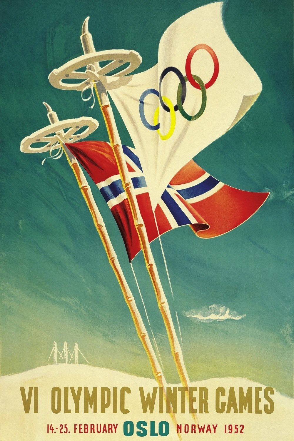 Poster de De VI olympiske vinterleker Oslo 1952
