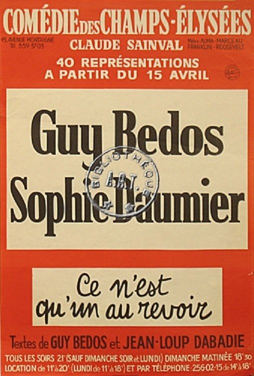 Poster de Guy Bedos & Sophie Daumier - Ce n'est qu'un au revoir