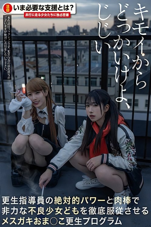 Poster de キモイからどっかいけよ、じじい 更生指導員の絶対的パワーと肉棒で非力な不良少女どもを徹底服従させるメスガキおま○こ更生プログラム
