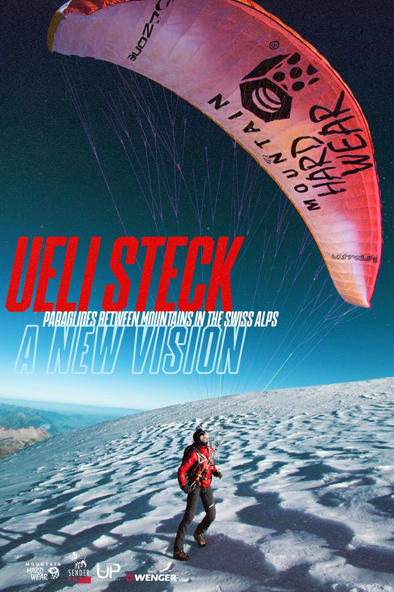 Poster de Ueli Steck - Paraglides Between Mountains In The Swiss Alps