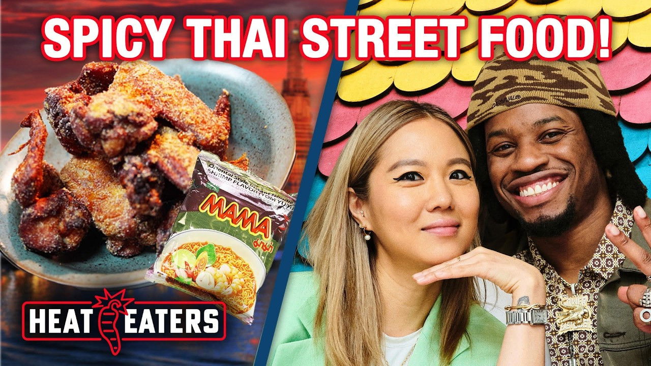 INSANELY Spicy Thai Street Food! Boat Noodles + Chicken Wings with Denzel Curry