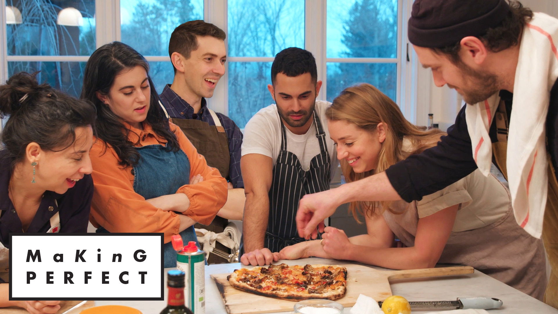 Brad, Claire, Carla, Molly, Chris & Andy Cook the Perfect Pizza