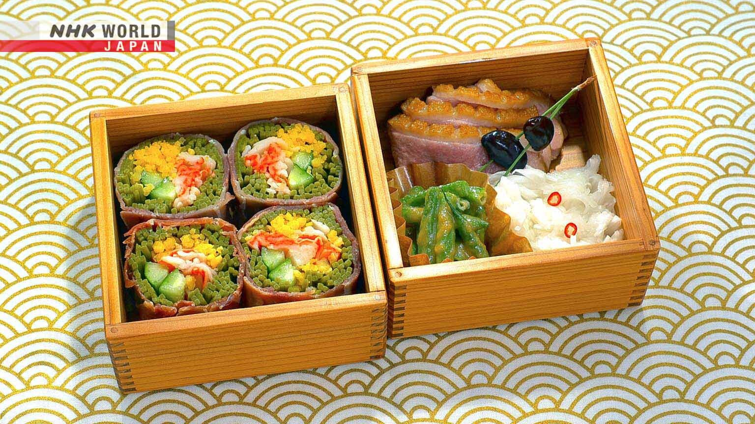Soba Sushi Roll Bento & Colorful Spring Roll Bento
