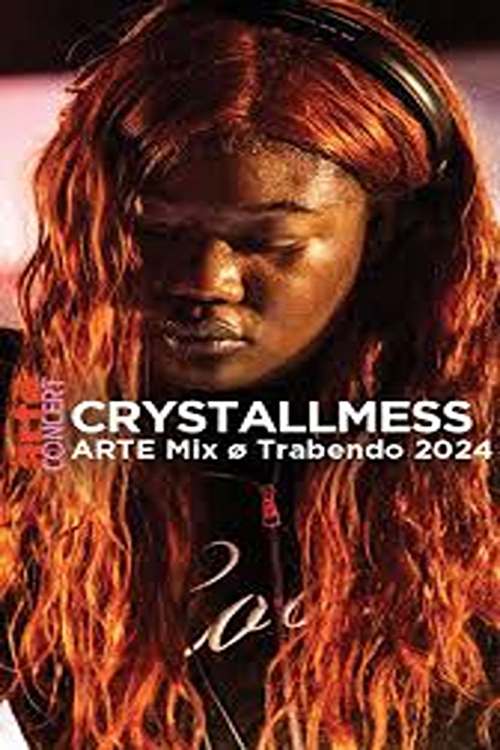 Plakat, der markedsfører Crystallmess @ ARTE Mix ø Trabendo 2024