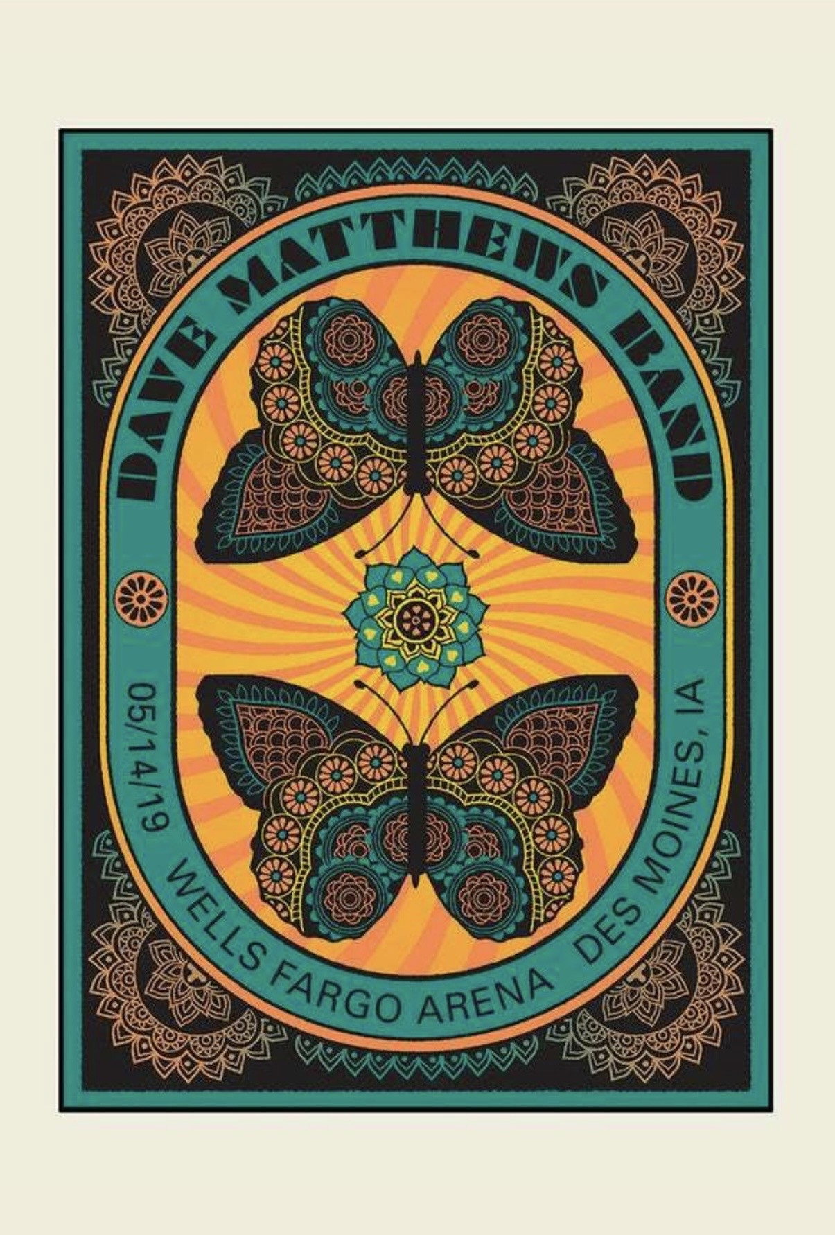 Dave Matthews Band: Wells Fargo Arena - Des Moines, IA - 5/14/19 Poster