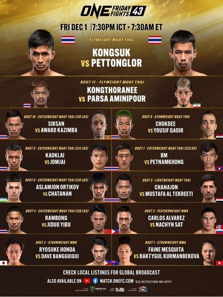 ONE Friday Fights 43: Kongsuk vs. Pettonglor ONE Friday Fights 43: Kongsuk vs. Pettonglor