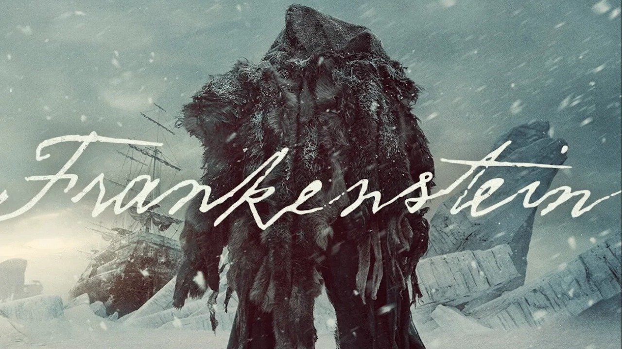 Caption: a movie poster with a giant creature standing in the snow