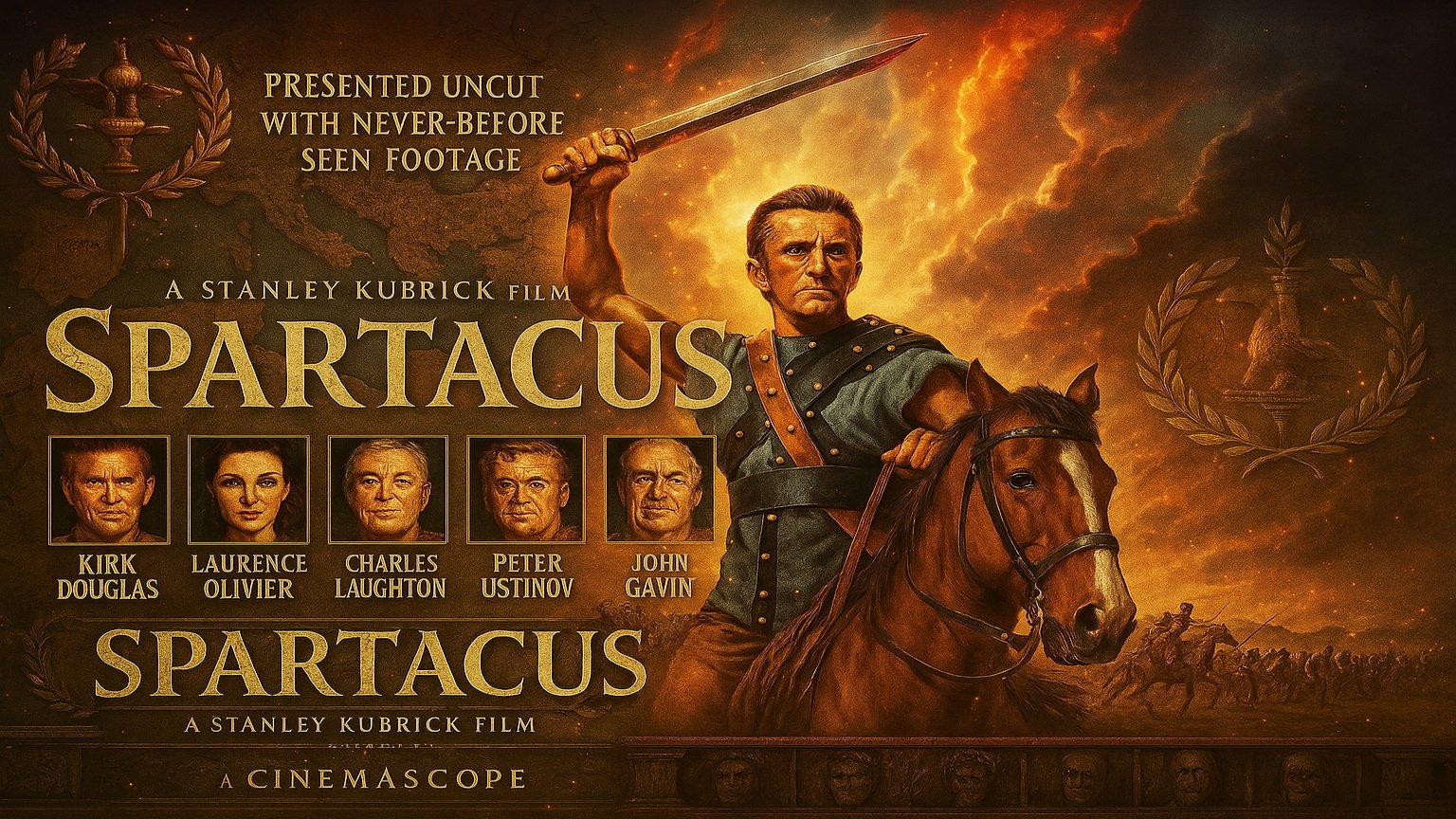 Caption: a movie poster with a man on a horse holding a sword