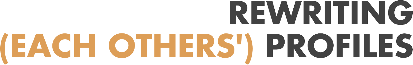 REWRITING (EACH OTHERS') PROFILES Logo