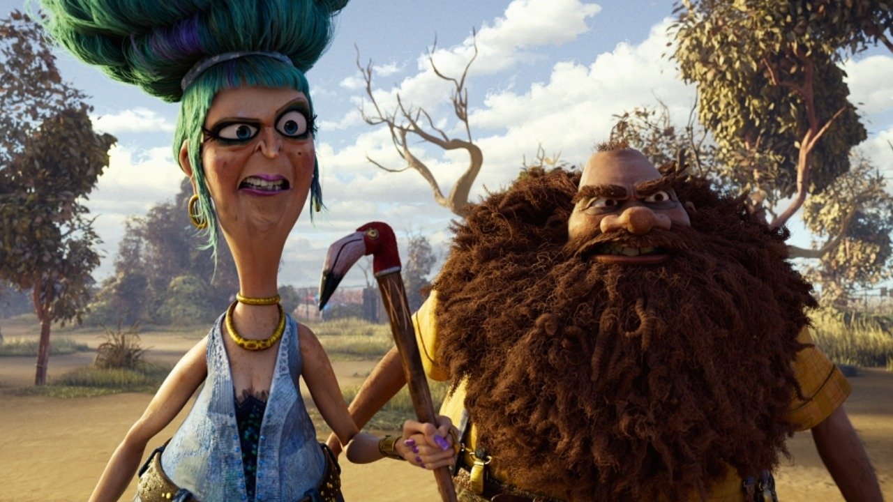 Caption: a cartoon of a man and a woman with green hair