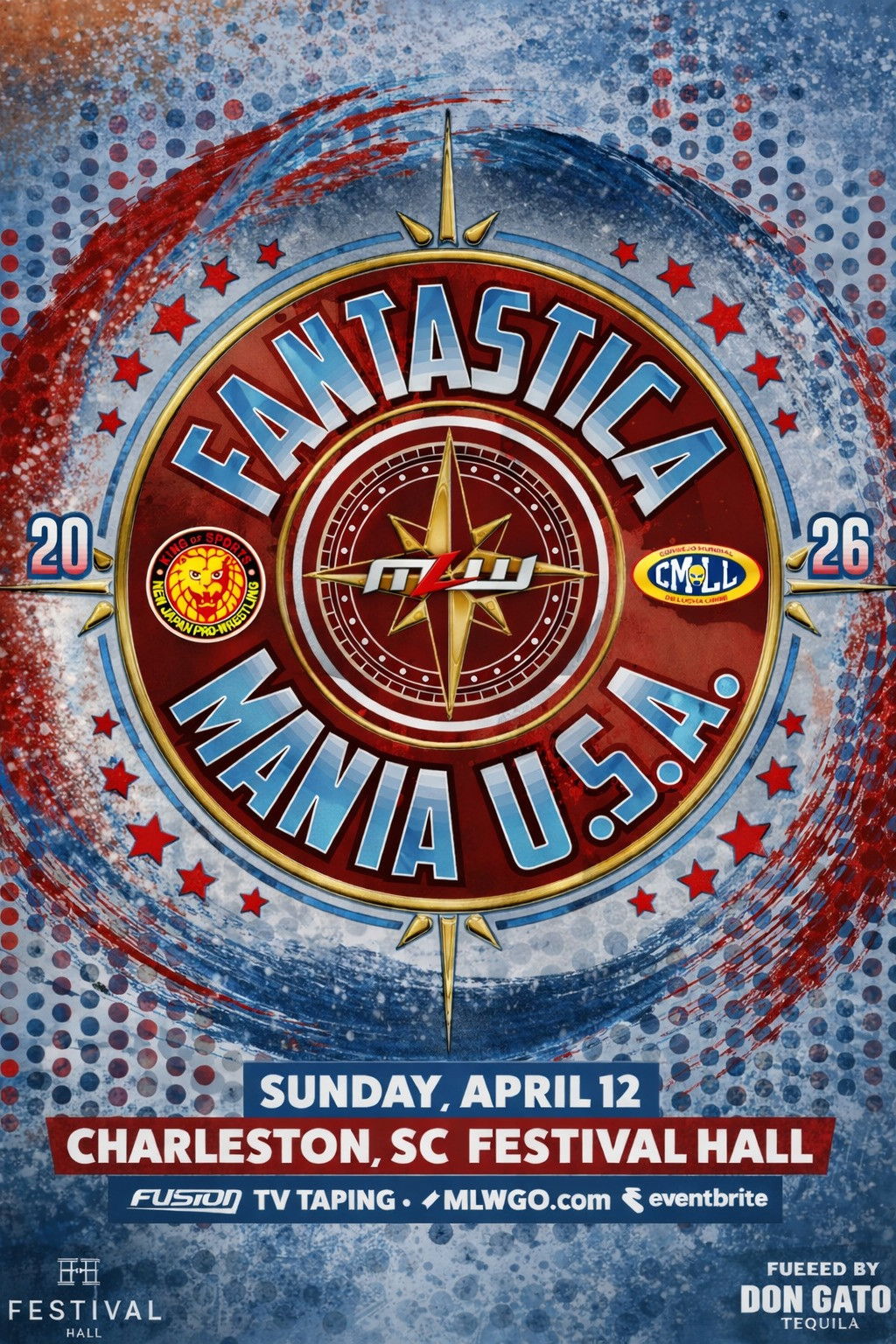 Plakat, der markedsfører MLW & NJPW Present CMLL Fantastica Mania USA 2026