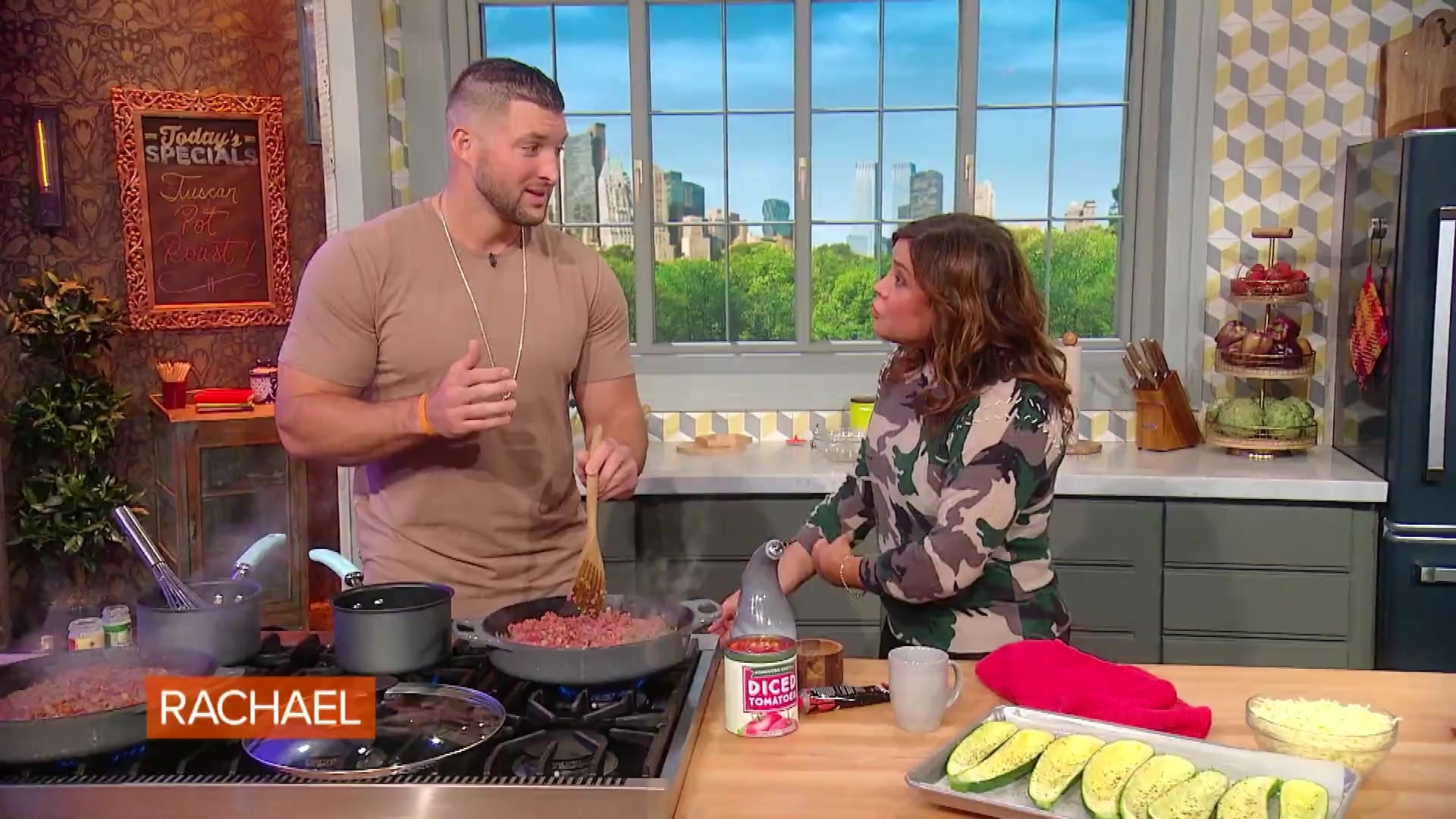 Rachael Ray Season 14 :Episode 27  Tim Tebow and Rach are cooking up a keto-friendly lasagna dish