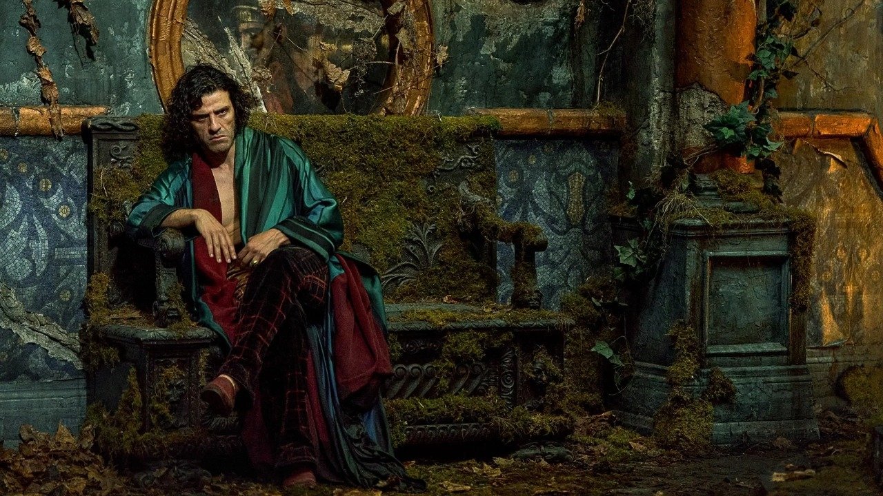 Caption: a painting of a man sitting on a bench